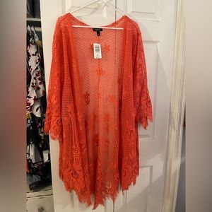 Torrid 3x Orange Lace Kimono Duster